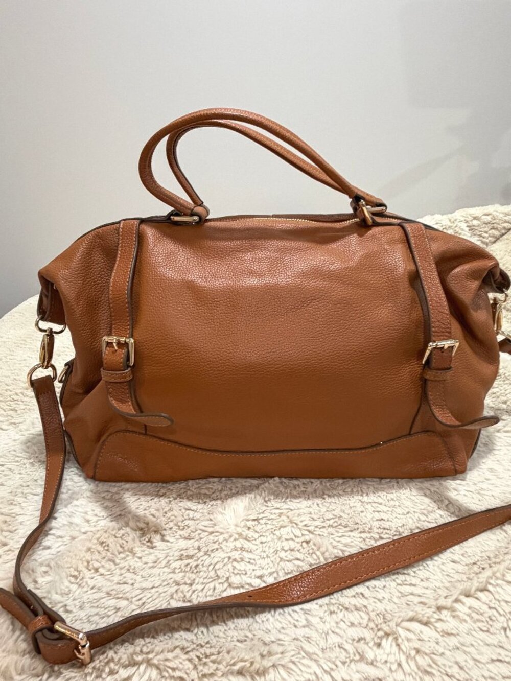 Quiet Luxury Y2K Ora Delphine Adele Cognac Leather Satchel‎ Crossbody Bag Boho